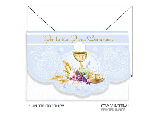 Biglietti augurali Kartos "Prima Comunione" calice, uva e pane conf. 6 biglietti con busta - 17354801C