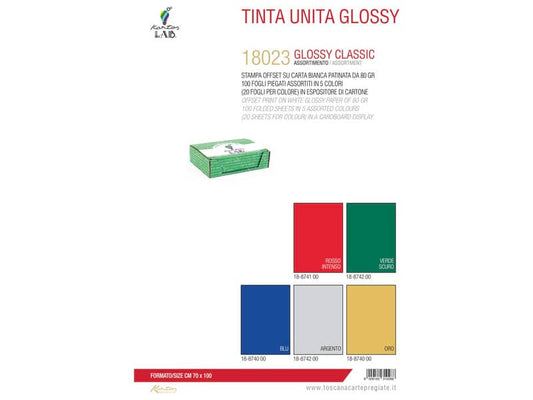 Carta regalo Kartos glossy Classic 5 colori assortiti conf. 100 fogli - 18023