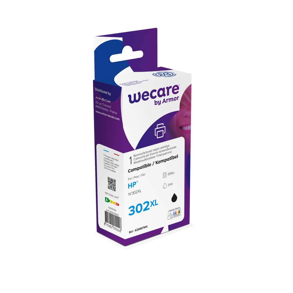 Cartuccia inkjet alta resa WECARE compatibile con HP F6U68AE - nero K20607W4