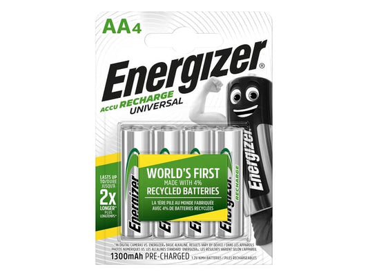 Batterie ricaricabili ENERGIZER Accu Recharge Universal AA conf. da 4 - E301376001