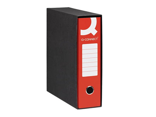 Registratore protocollo Q-Connect con custodia dorso 8 cm rosso 23x33 cm - 0201990/P.RO