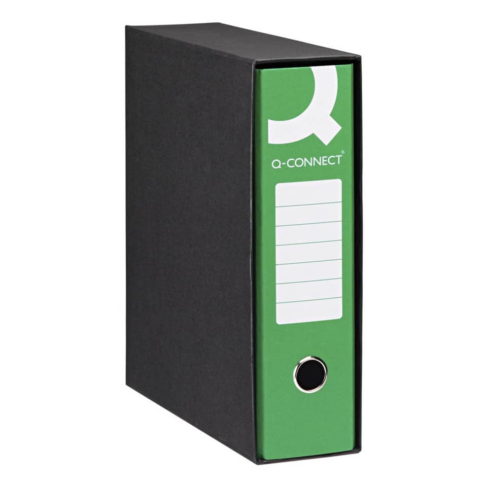 Registratore protocollo Q-Connect con custodia dorso 8 cm verde scuro 23x33 cm - 0201990/P.VE