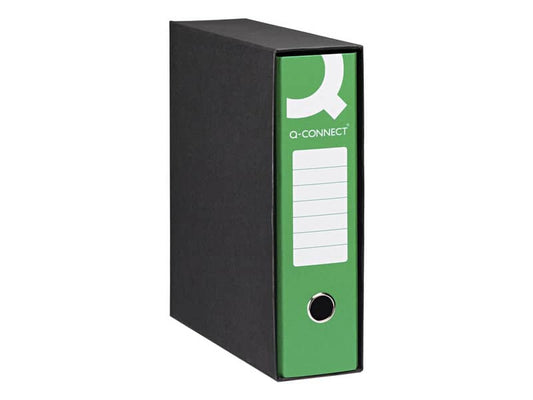 Registratore protocollo Q-Connect con custodia dorso 8 cm verde scuro 23x33 cm - 0201990/P.VE