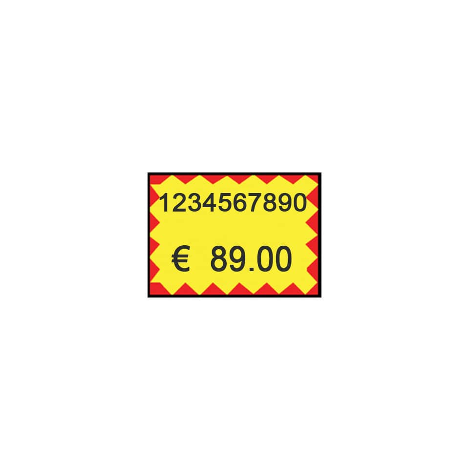 Etichette per prezzatrice Printex f.to 26x19 mm giallo/rosso permanenti conf 10 rotoli da 600 etich. - B10/2619/FPGSTF