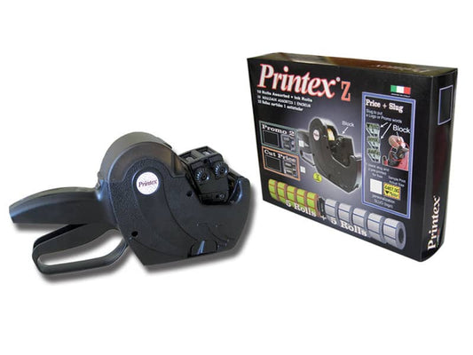 Prezzatrice"Taglio prezzo/Sconto/Prezzo scontato" Printex 2 linee 1 prezzatrice+ 10 rotoli + 1 inkrool nero- pz172619nntk