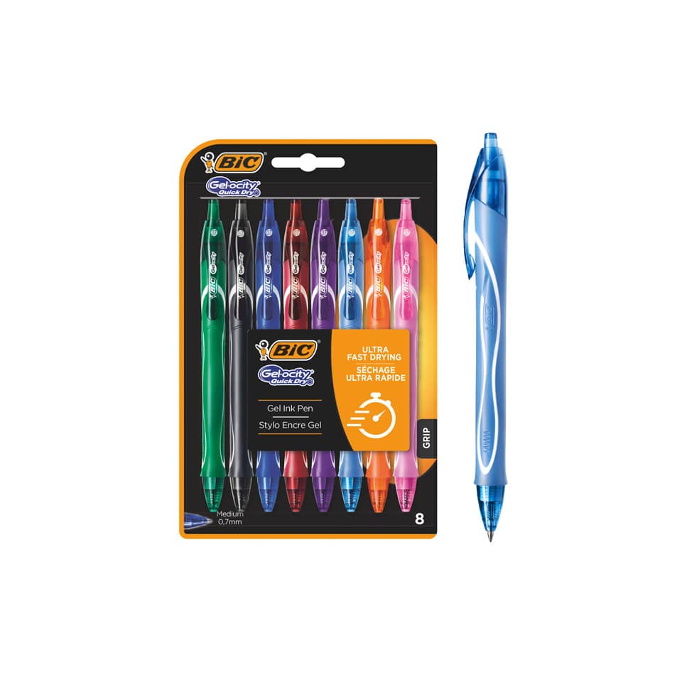 Penne gel a scatto BIC Gel-Ocity Quick Dry M 0,7 mm assortiti blister da 8 - 964770