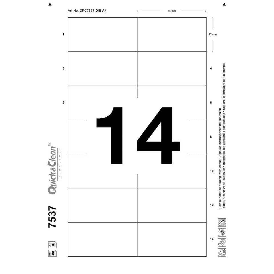 Inserti per badge Avery bianco 200 g/m² 37x75 mm Laser e inkjet 14 et./foglio Conf. 10 fogli - 7537