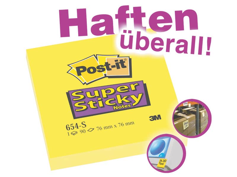 Foglietti riposizionabili Post-it® Super Sticky Notes 76x76 mm 90 ff giallo oro 654-S