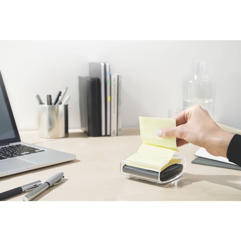 Dispenser foglietti adesivi Post-it® Super Sticky Z-Notes nero/trasparente DS440-SSCYL