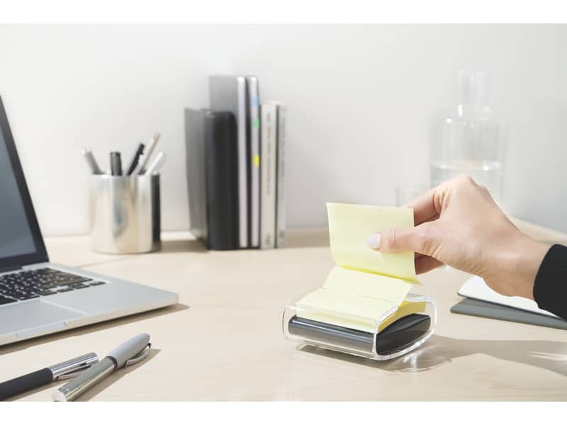 Dispenser foglietti adesivi Post-it® Super Sticky Z-Notes nero/trasparente DS440-SSCYL