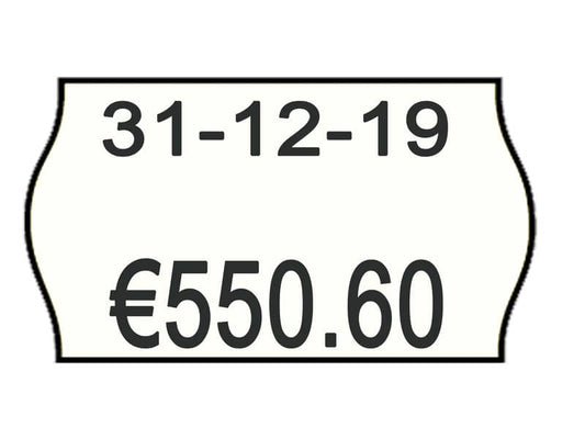 Rotolo 1000 etichette Printex sagomate 26x16 mm bianco con stampa rossa SCONTATO conf. 10 - 2616sbp10st