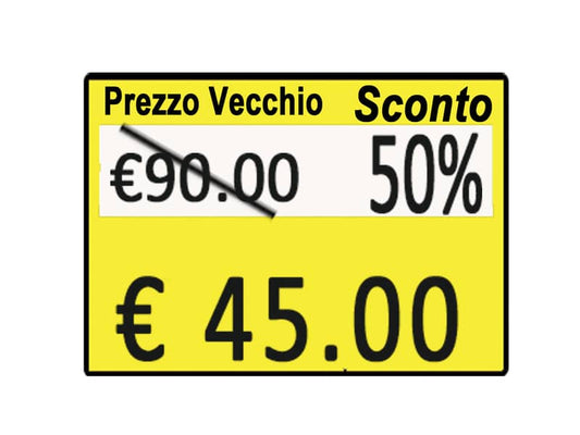 Rotolo da 600 etichette per prezzatrice Printex prezzo/sconto 26x19 mm giallo perm.  conf. 10 rotoli - B10/2619/CPGSTS