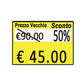 Rotolo da 600 etichette per prezzatrice Printex prezzo/sconto 26x19 mm giallo perm.  conf. 10 rotoli - B10/2619/CPGSTS