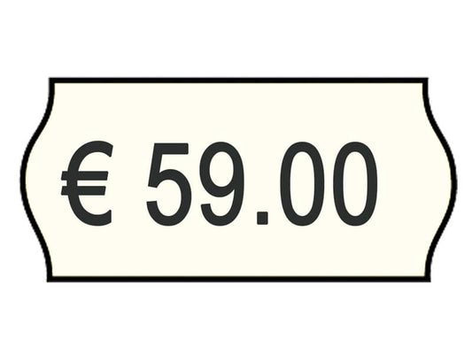 Rotolo da 1000 etichette per prezzatrice Printex sagomate 26x12 mm bianco removibile conf. 10 rotoli - 2612sbr10