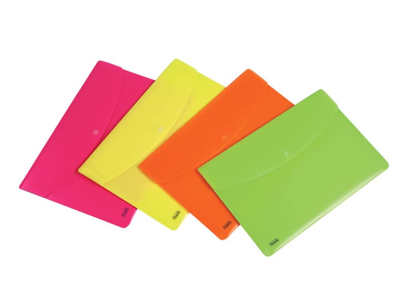 Buste con bottone A4 FAVORIT polipropilene assortiti neon - A4 400116127
