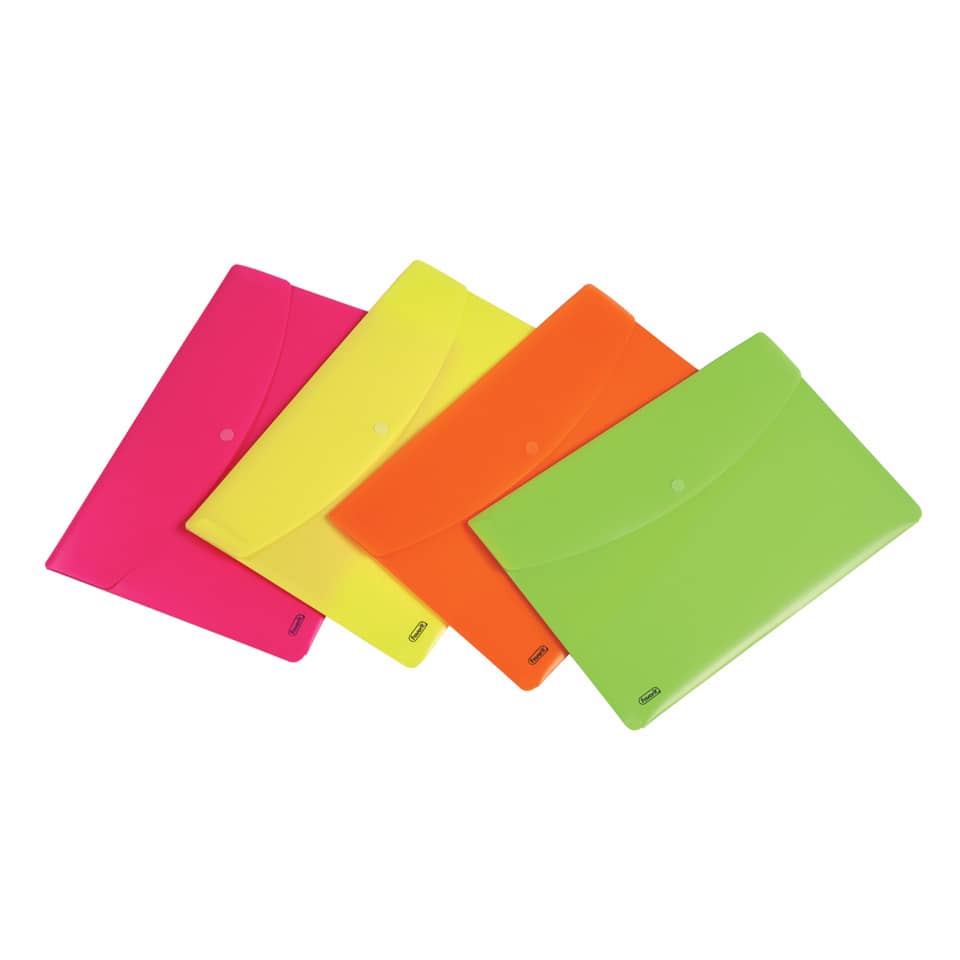 Buste con bottone A4 FAVORIT polipropilene assortiti neon - A4 400116127