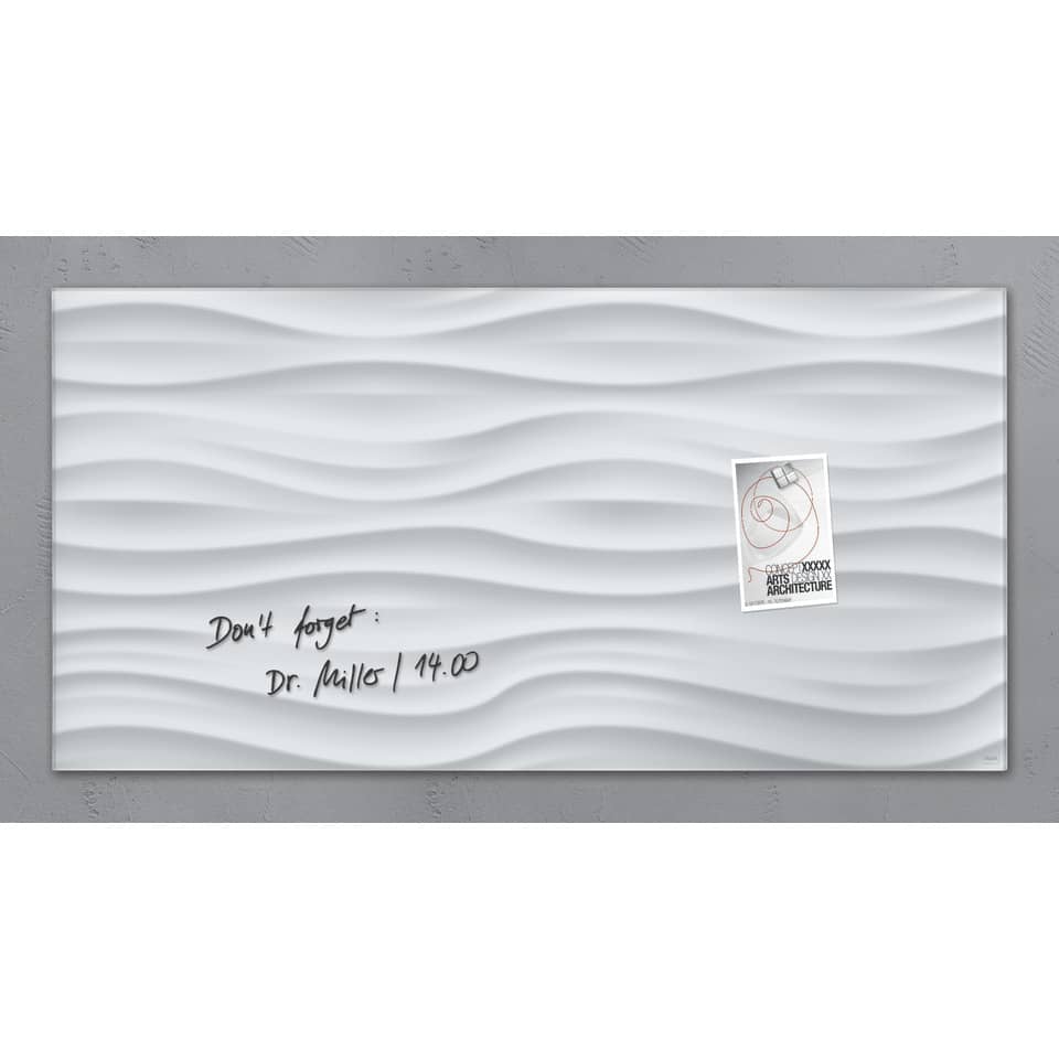 Lavagna magnetica in vetro Artverum SIGEL 91x46x1,5 cm White Wave RGL260