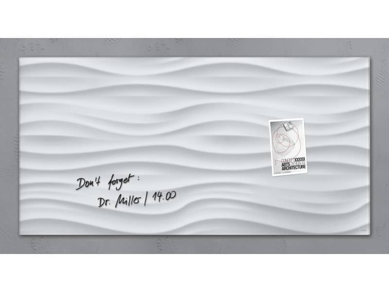 Lavagna magnetica in vetro Artverum SIGEL 91x46x1,5 cm White Wave RGL260