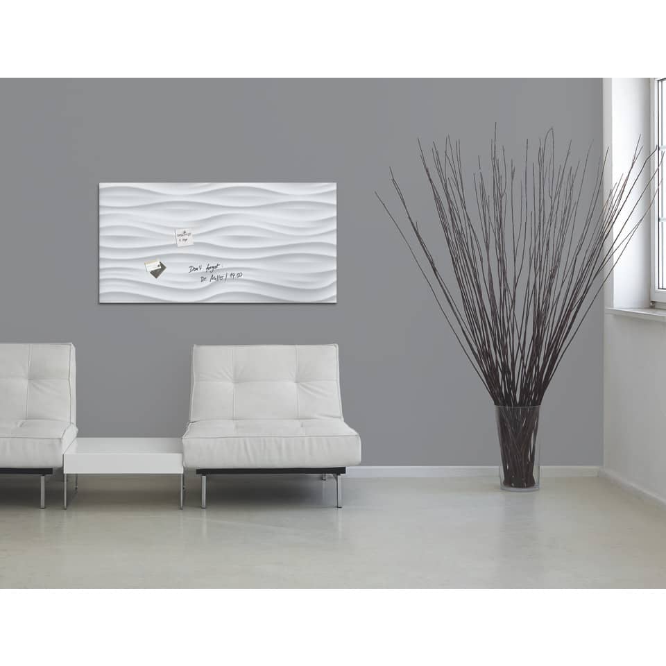 Lavagna magnetica in vetro Artverum SIGEL 91x46x1,5 cm White Wave RGL260