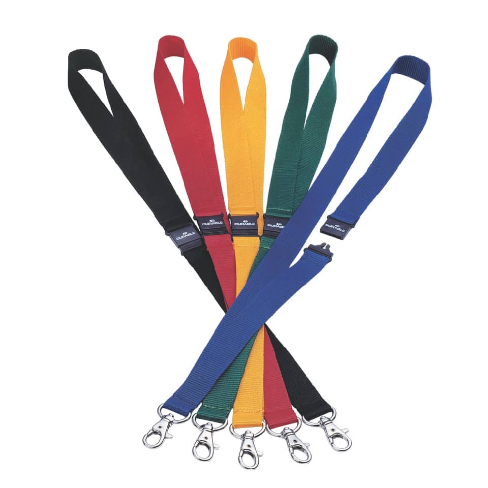 Cordoncino per portabadge DURABLE tessuto nero 20mm x 44cm conf. 10 - 813701