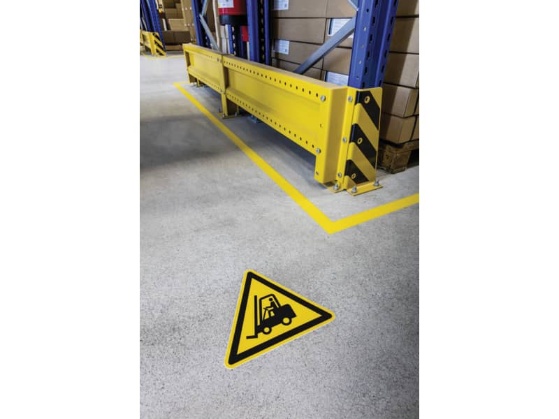 Pittogramma da pavimento "Attenzione passaggio carrelli" DURABLE giallo Ø 430 mm - 173404