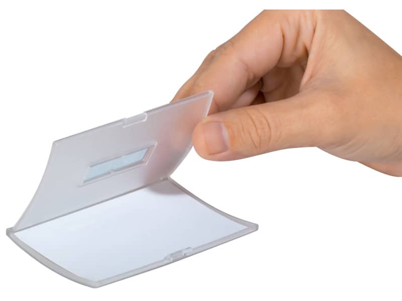 Portanomi DURABLE CLICK FOLD CON COMBI CLIP polipropilene trasparente inserto 54x90mm  conf. 25 - 821419