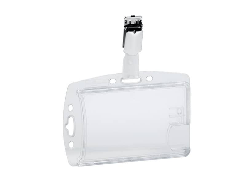 Portabadge Durable DUO 54x85mm con clip girevole trasparente Conf. 25 pezzi - 801319