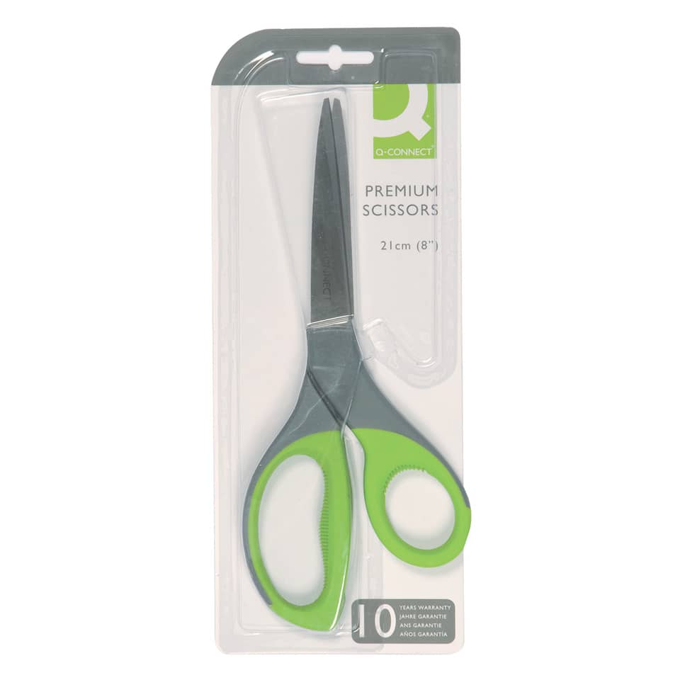 Forbici universali Q-Connect Elite Softgrip lame asimmetriche grigio/verde 21 cm - E-30381 IA