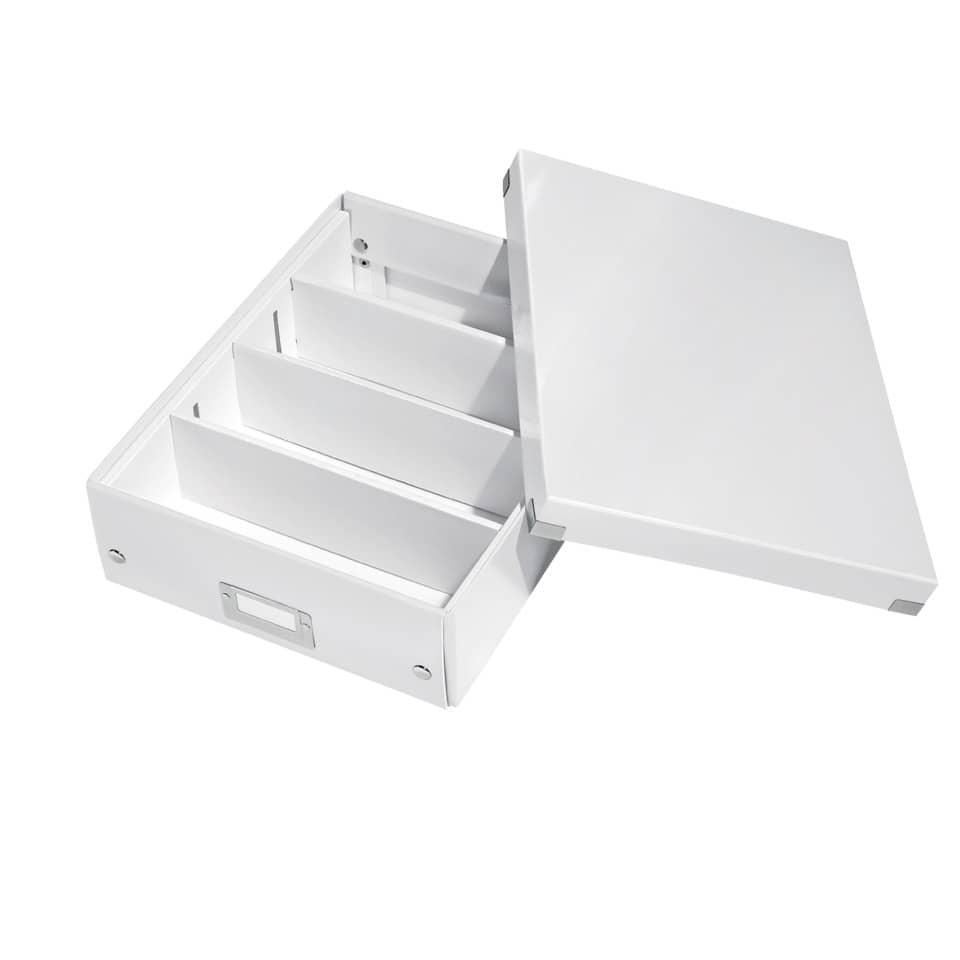Scatola Organizer "M" Leitz CLICK & STORE A4 bianco metallizzato 28,1x10x37 cm - 60580001