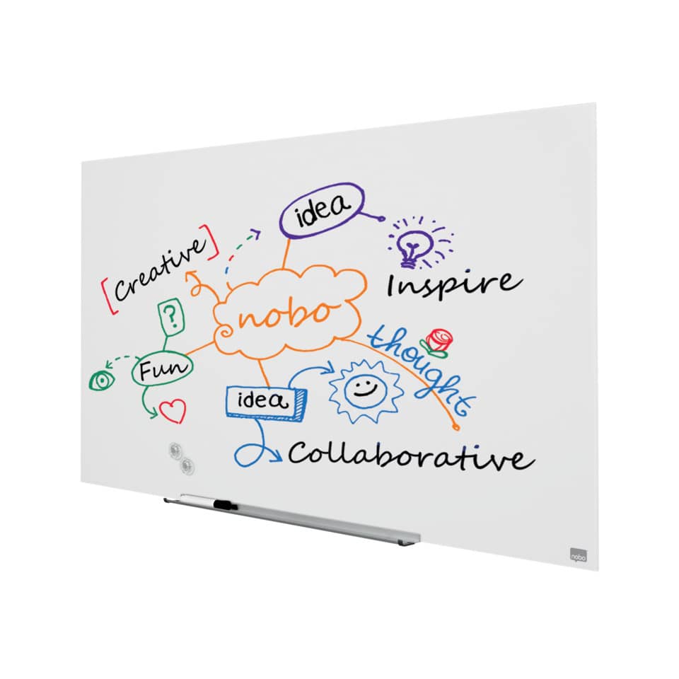 Lavagna bianca magnetica in vetro Nobo Diamond cancellabile 126,4x71,1 cm 1905177