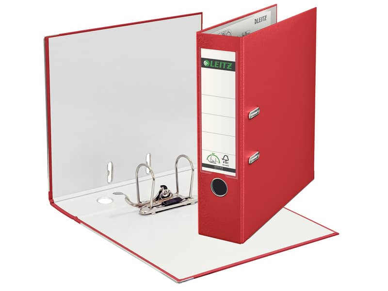 Registratore senza custodia Leitz 180° commerciale dorso 8 cm cartone rivestito in polipropilene rosso - 10105025