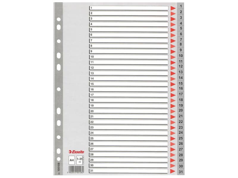 Divisori per rubrica Esselte A4 PPL numerica 1-31 100108