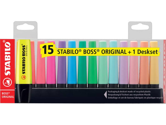 Desk set evidenziatori Stabilo Boss® Original 2-5 mm assortiti Conf. 15 pezzi - 7015-01