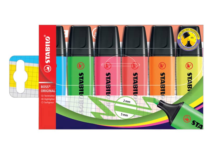 Evidenziatori Stabilo Boss Original 2-5 mm assortiti conf. 6 pezzi - 70/6