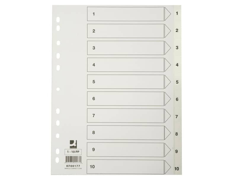 Divisore numerico Q-Connect bianco 22,5x29,7 cm ppl 1-10 KF00177