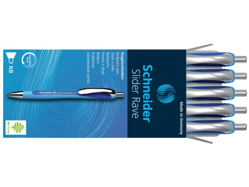 Penna a sfera a scatto Schneider Slider Rave ricaricabile tratto XB blu 132503