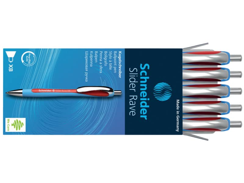 Penna a sfera a scatto Schneider Slider Rave ricaricabile tratto XB rosso 132502