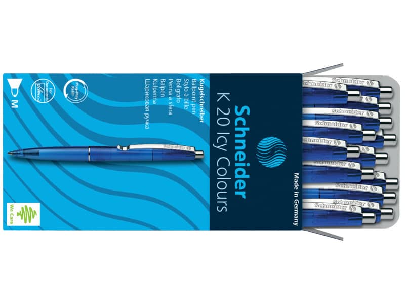 Penna a sfera a scatto Schneider K 20 Icy Colours ricaricabile tratto M blu 132003
