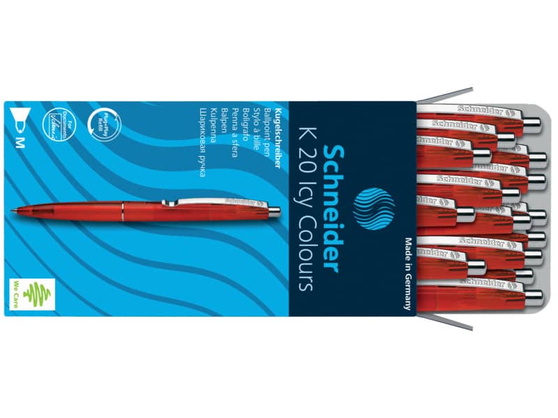 Penna a sfera a scatto Schneider K 20 Icy Colours ricaricabile tratto M rosso 132002
