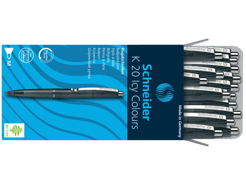 Penna a sfera a scatto Schneider K 20 Icy Colours ricaricabile tratto M nero 132001