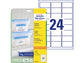 Etichette permanenti per freezer Avery 63,5x33,9 mm bianco - 24 et./foglio - laser/inkjet - cf. 25 fogli L7970-25