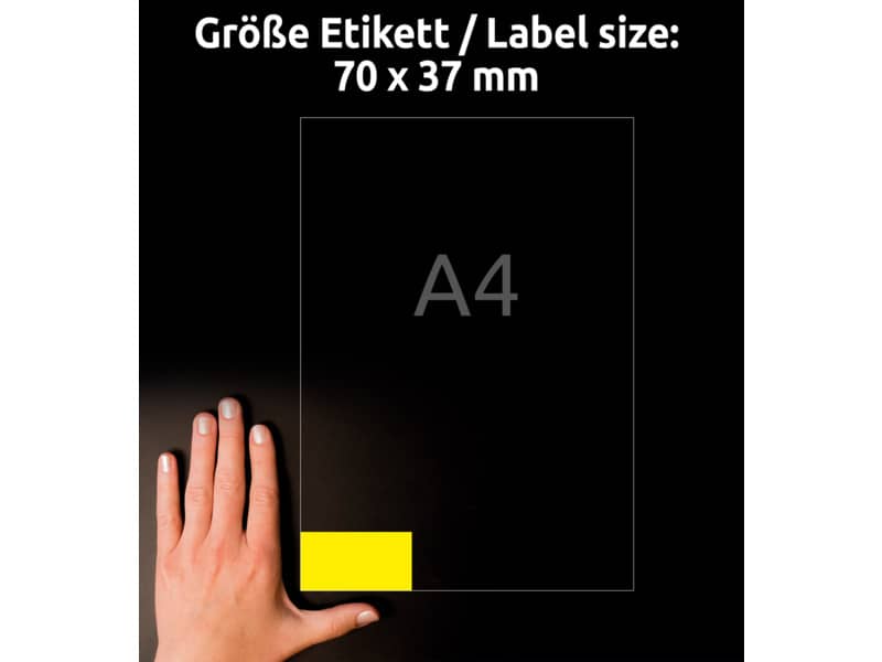 Etichette permanenti poliestere giallo Avery 70x37 mm - 24 et/foglio - per stampanti laser - cf. 20 fogli L6131-20