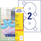 Etichette per CD AVERY finitura coprente Ø 117 mm - 2 et/foglio - per Laser - bianche - conf. 100 fogli - L7676-100