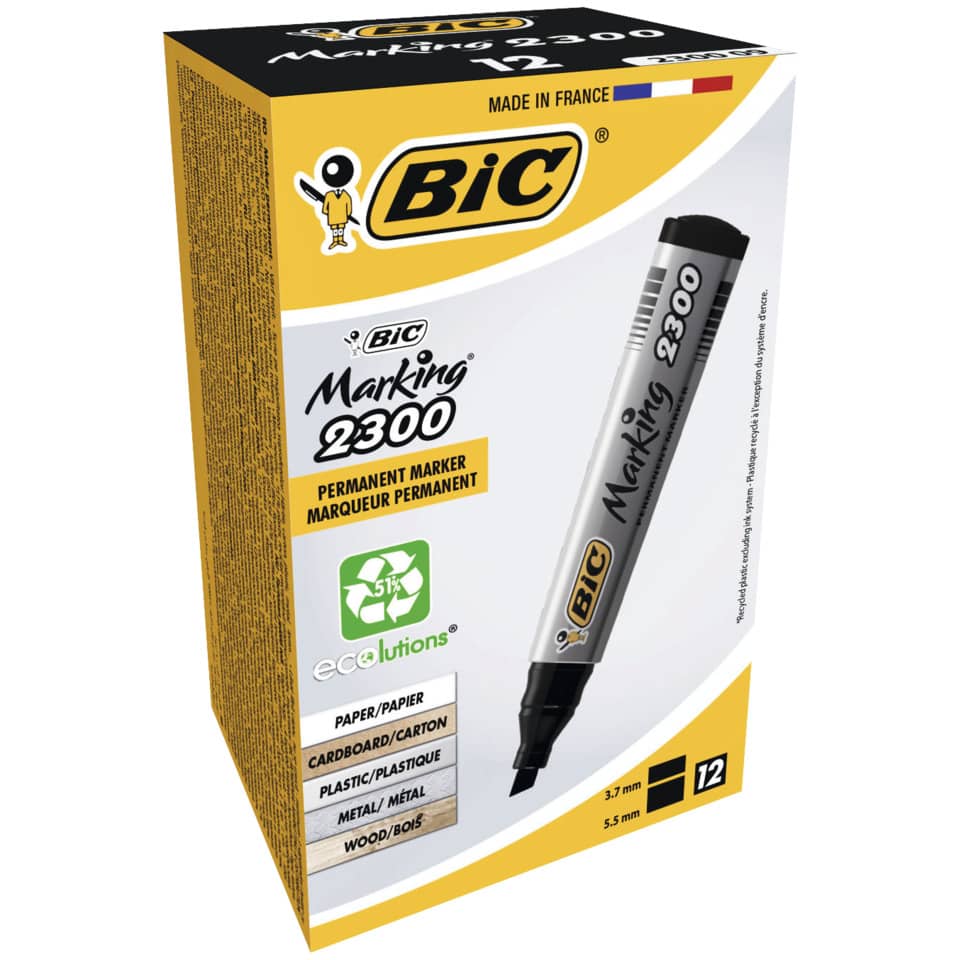 Marcatore permanente BIC Marking 2300 punta scalpello 3,7-5,5 mm nero 8209263