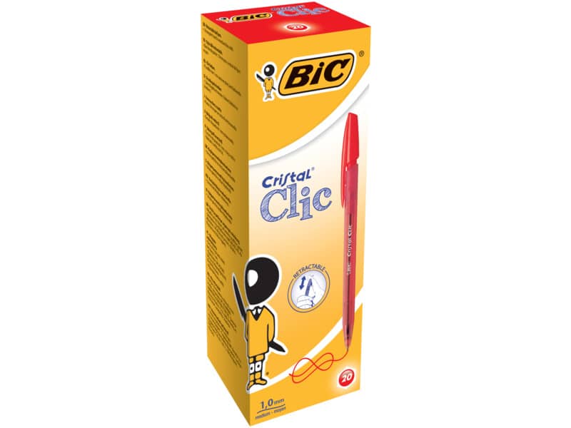 Penna a sfera a scatto BIC Cristal Clic M 1 mm rosso 8507341