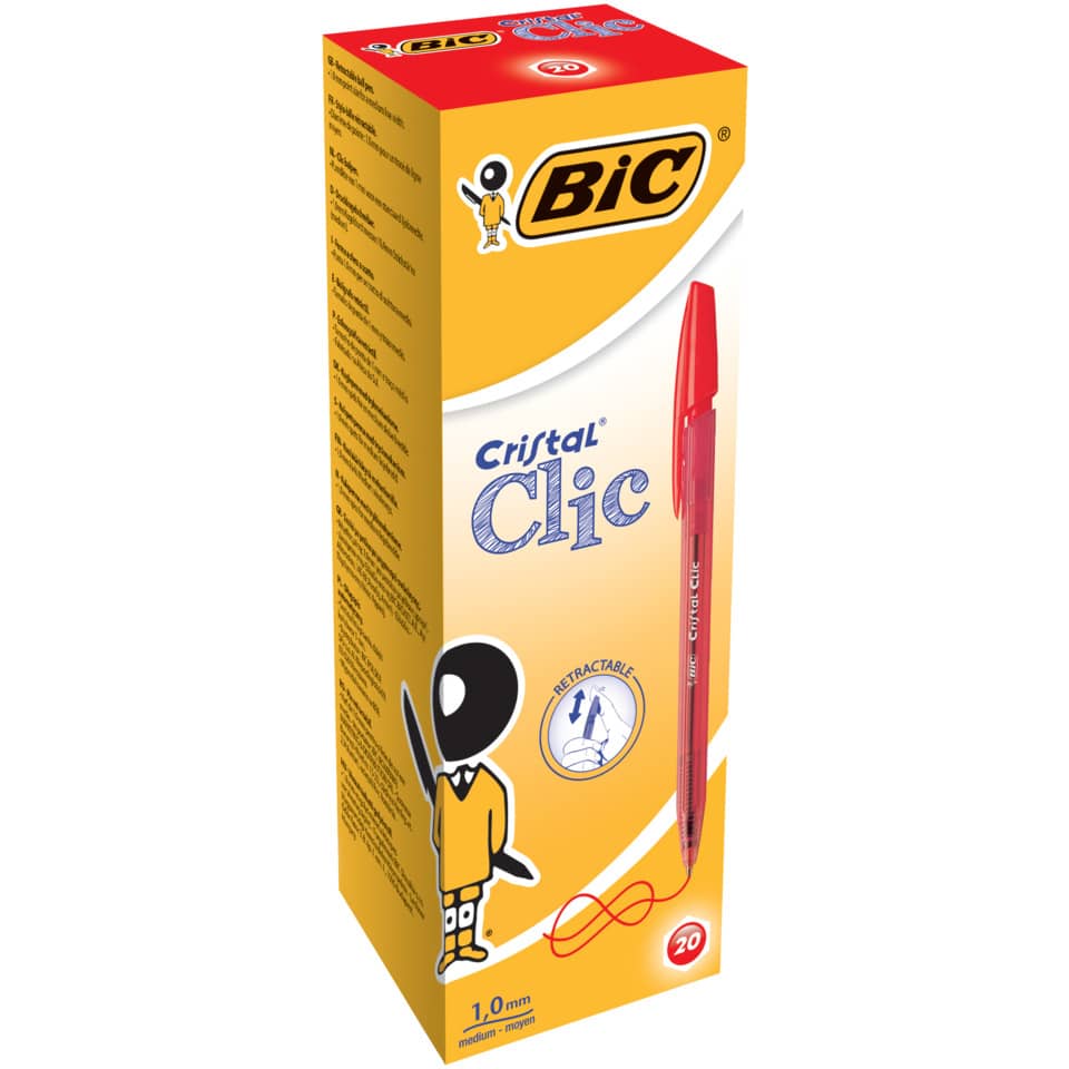 Penna a sfera a scatto BIC Cristal Clic M 1 mm rosso 8507341