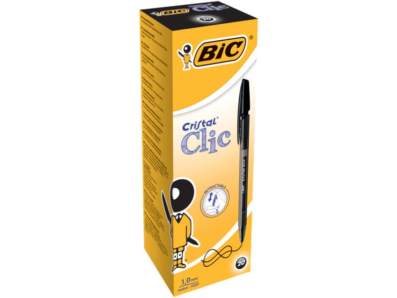 Penna a sfera a scatto BIC Cristal Clic M 1 mm nero 8507322