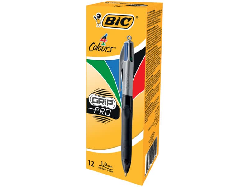 Penna a sfera a scatto BIC 4 Colours Grip Pro M 1 mm assortiti 8922931