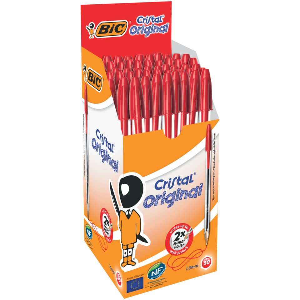 Penna a sfera BIC Cristal M 1 mm rosso  Conf. 50 pezzi - 8373619