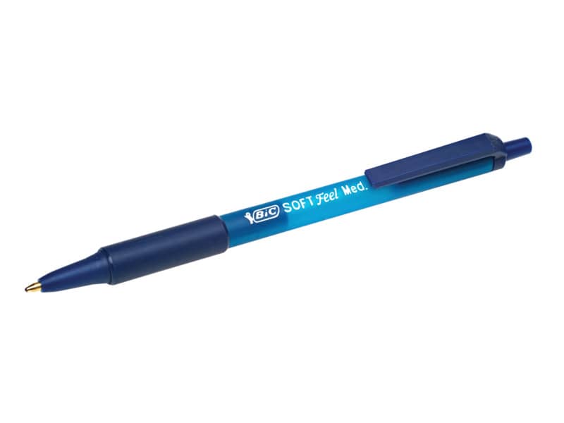 Penna a sfera a scatto BIC SoftFeel Clic Grip M 1 mm blu Conf. 12 pezzi - 837398